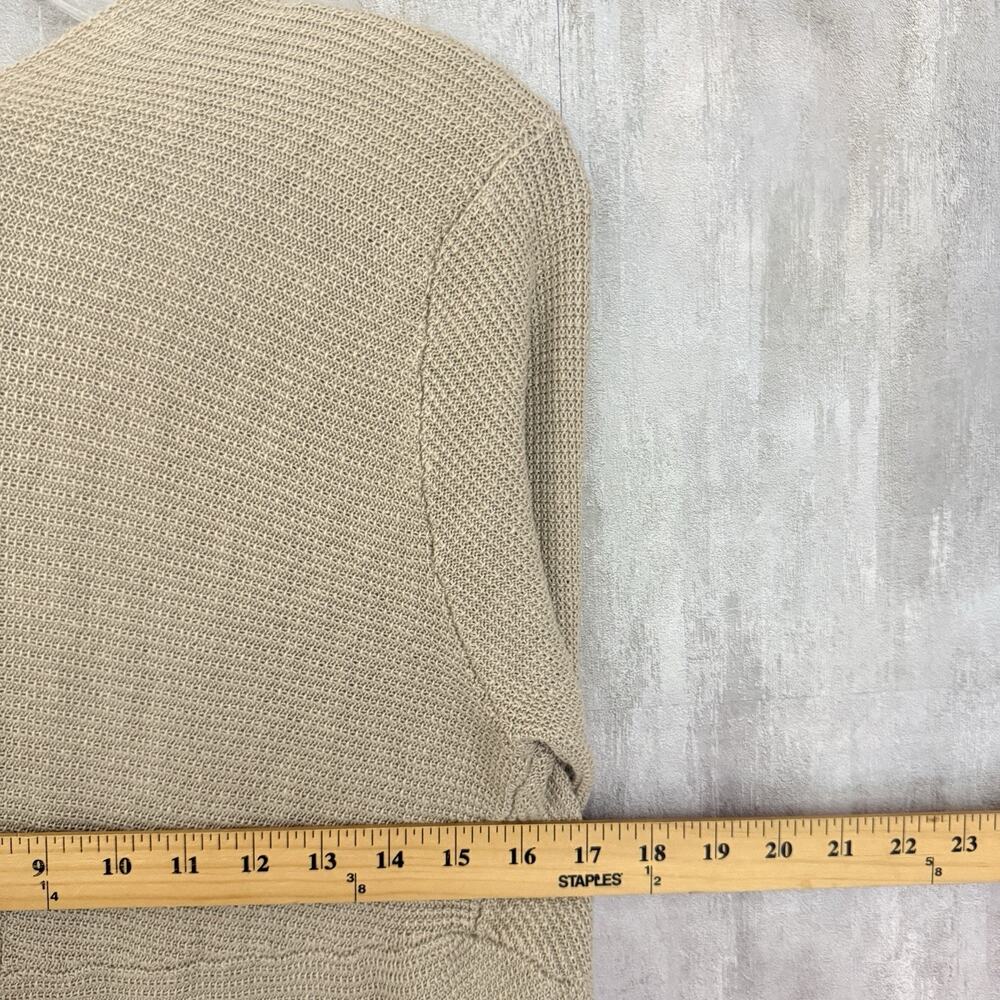 EILEEN FISHER Cardigan Petite PM Linen Open Knit Open Front Long Sleeve Beige - Picture 11 of 13